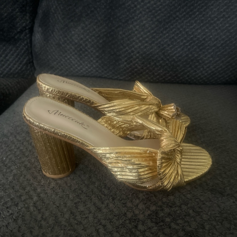 mecca Metallic Gold Heeled Mules